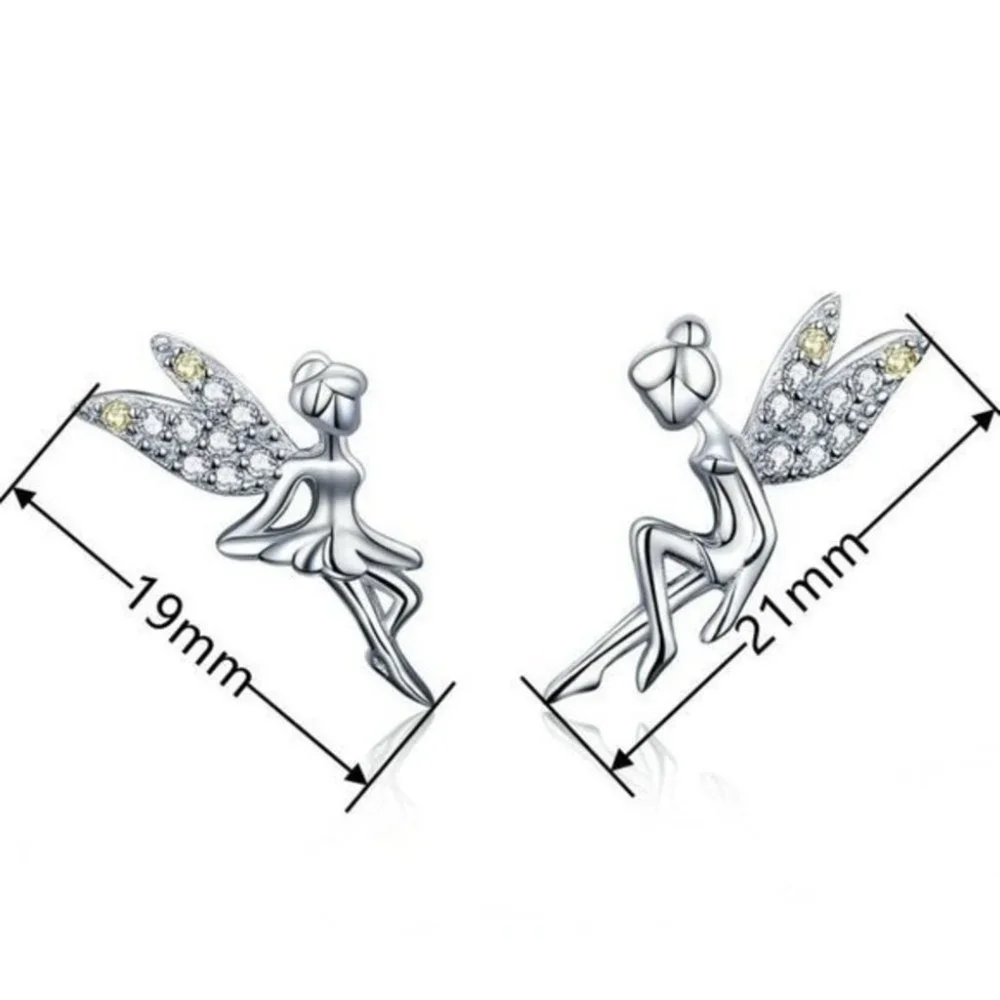 Beautiful 925 Silver White Sapphire Fairy Studs